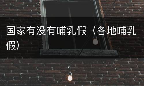国家有没有哺乳假（各地哺乳假）