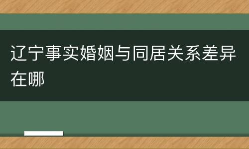 辽宁事实婚姻与同居关系差异在哪