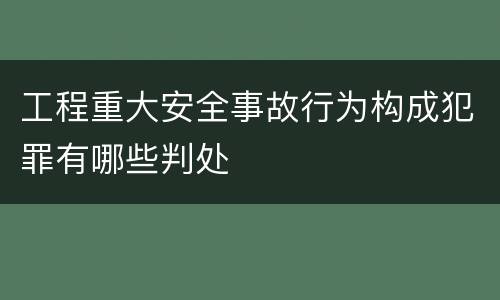 工程重大安全事故行为构成犯罪有哪些判处