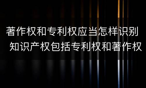 著作权和专利权应当怎样识别 知识产权包括专利权和著作权吗
