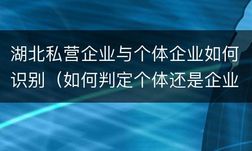 湖北私营企业与个体企业如何识别（如何判定个体还是企业）