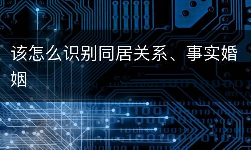 该怎么识别同居关系、事实婚姻