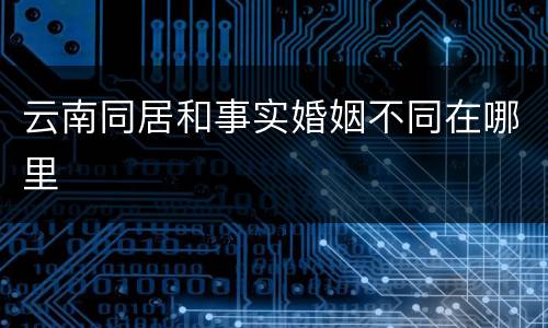 云南同居和事实婚姻不同在哪里