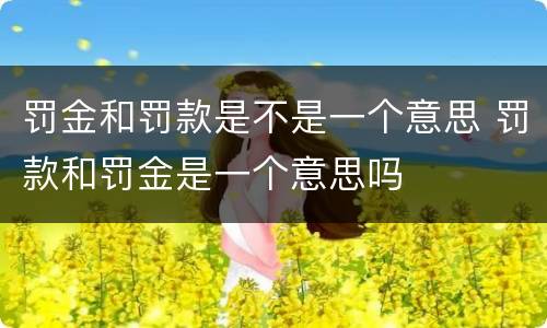 罚金和罚款是不是一个意思 罚款和罚金是一个意思吗