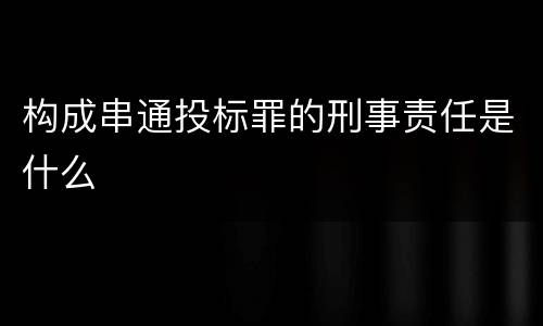 构成串通投标罪的刑事责任是什么