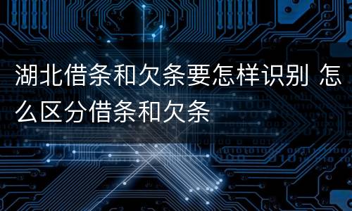 湖北借条和欠条要怎样识别 怎么区分借条和欠条