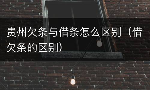 贵州欠条与借条怎么区别（借欠条的区别）