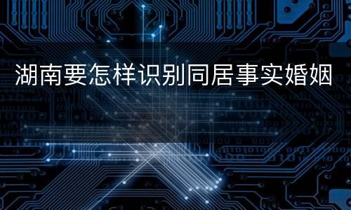 湖南要怎样识别同居事实婚姻