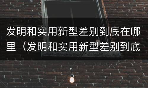 发明和实用新型差别到底在哪里（发明和实用新型差别到底在哪里呢）