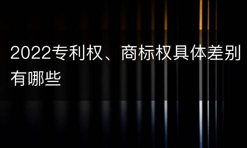 2022专利权、商标权具体差别有哪些
