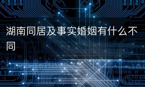 湖南同居及事实婚姻有什么不同
