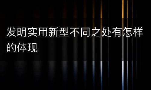 发明实用新型不同之处有怎样的体现