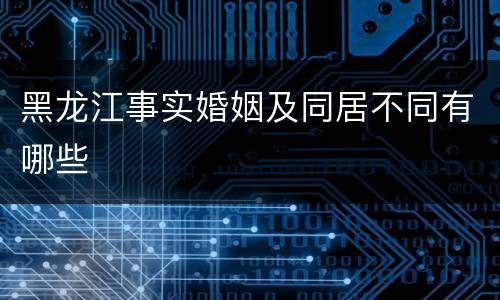 黑龙江事实婚姻及同居不同有哪些