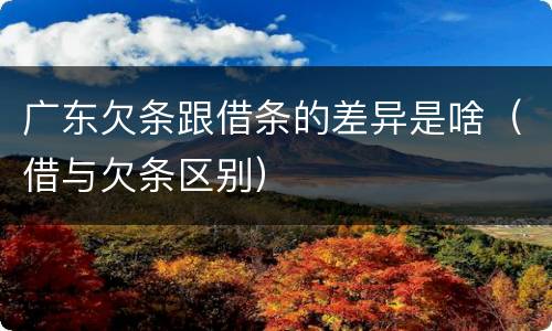 广东欠条跟借条的差异是啥（借与欠条区别）