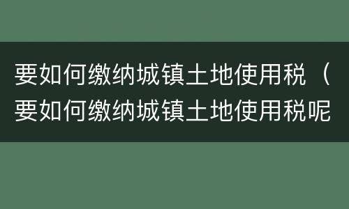 要如何缴纳城镇土地使用税（要如何缴纳城镇土地使用税呢）