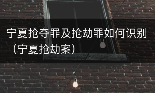 宁夏抢夺罪及抢劫罪如何识别（宁夏抢劫案）