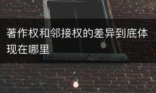 著作权和邻接权的差异到底体现在哪里