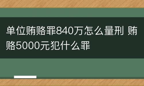 单位贿赂罪840万怎么量刑 贿赂5000元犯什么罪