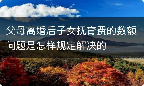 父母离婚后子女抚育费的数额问题是怎样规定解决的