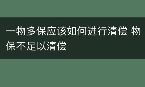 一物多保应该如何进行清偿 物保不足以清偿