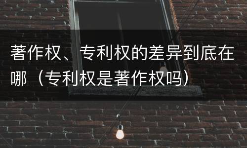 著作权、专利权的差异到底在哪（专利权是著作权吗）