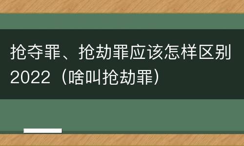 抢夺罪、抢劫罪应该怎样区别2022（啥叫抢劫罪）