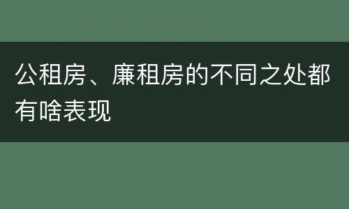 公租房、廉租房的不同之处都有啥表现
