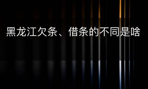 黑龙江欠条、借条的不同是啥