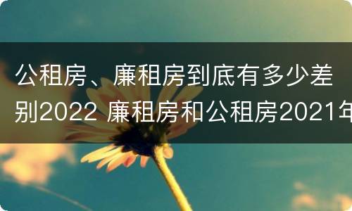 公租房、廉租房到底有多少差别2022 廉租房和公租房2021年最新通知