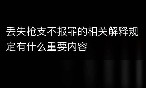 丢失枪支不报罪的相关解释规定有什么重要内容