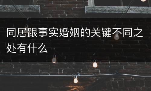 同居跟事实婚姻的关键不同之处有什么