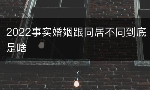2022事实婚姻跟同居不同到底是啥