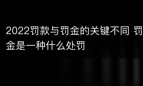 2022罚款与罚金的关键不同 罚金是一种什么处罚