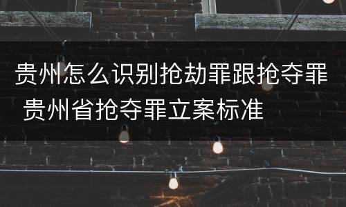贵州怎么识别抢劫罪跟抢夺罪 贵州省抢夺罪立案标准