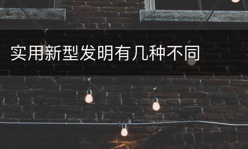 实用新型发明有几种不同