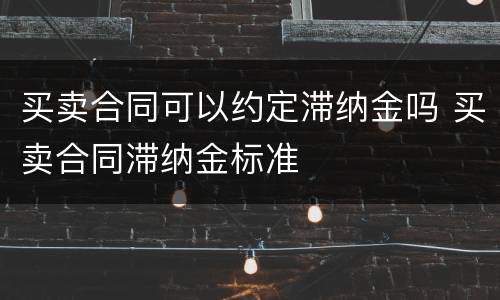买卖合同可以约定滞纳金吗 买卖合同滞纳金标准