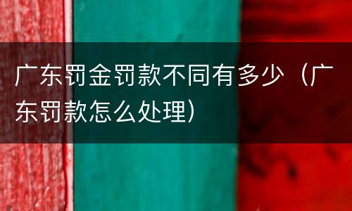 广东罚金罚款不同有多少（广东罚款怎么处理）