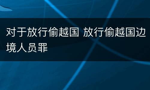 对于放行偷越国 放行偷越国边境人员罪