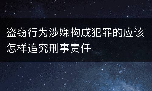 盗窃行为涉嫌构成犯罪的应该怎样追究刑事责任