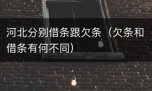河北分别借条跟欠条（欠条和借条有何不同）