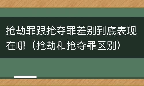 抢劫罪跟抢夺罪差别到底表现在哪（抢劫和抢夺罪区别）