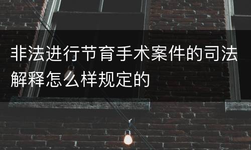 非法进行节育手术案件的司法解释怎么样规定的