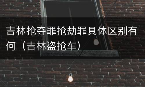 吉林抢夺罪抢劫罪具体区别有何（吉林盗抢车）