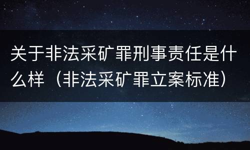 关于非法采矿罪刑事责任是什么样（非法采矿罪立案标准）