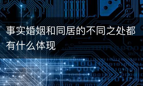 事实婚姻和同居的不同之处都有什么体现