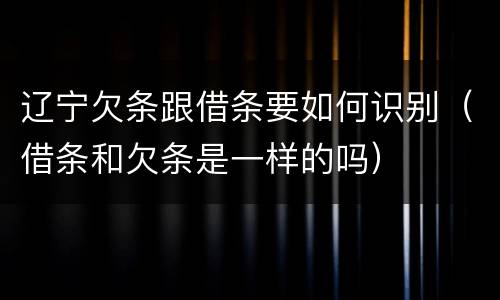 辽宁欠条跟借条要如何识别（借条和欠条是一样的吗）