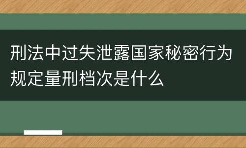 刑法中过失泄露国家秘密行为规定量刑档次是什么