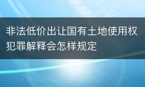 非法低价出让国有土地使用权犯罪解释会怎样规定