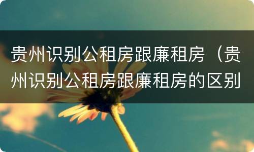 贵州识别公租房跟廉租房（贵州识别公租房跟廉租房的区别）