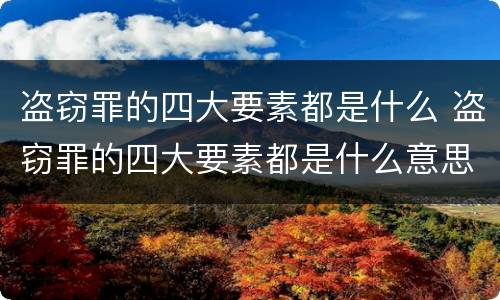 盗窃罪的四大要素都是什么 盗窃罪的四大要素都是什么意思